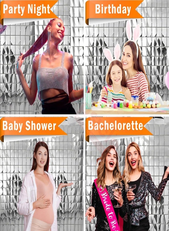 بروبسيكل ستائر بروبسكل الفضية المزينة بشراشيب، مقاس 3 أقدام × 6 أقدام، عبوة من قطعتين - خلفية مربعة لامعة لتزيين أعياد الميلاد، وحفلات توديع العزوبية، وحفلات استقبال المولود، والذكرى السنوية - خلفية لجلسات التصوير - Image 4